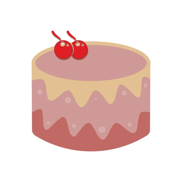 Sweet Cake Template Logo Design Vector Illustration Silhouette Cherries — Stock Vector