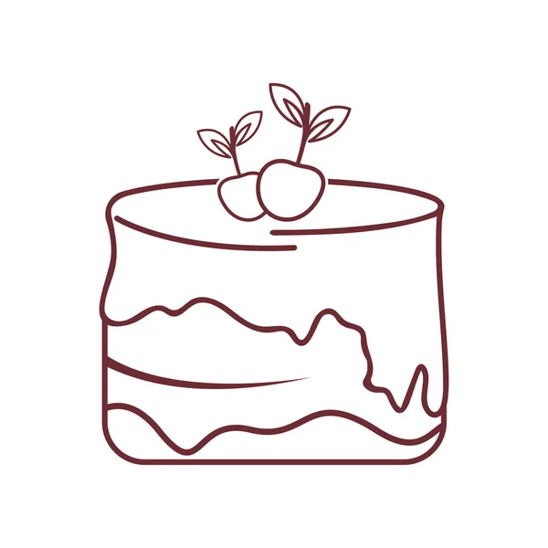 Dulce Pastel Plantilla Logo Diseño Vector Ilustración Silueta Con Cerezas — Vector de stock