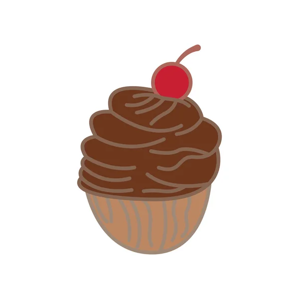 甘いケーキテンプレート ロゴデザイン チェリー付きシルエットのベクターイラスト — ストックベクタ
