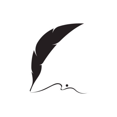 Feather quill design icon and logo illustration classic stationery