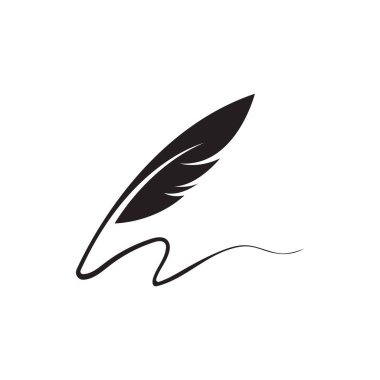 Feather quill design icon and logo illustration classic stationery