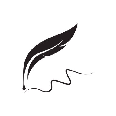 Feather quill design icon and logo illustration classic stationery