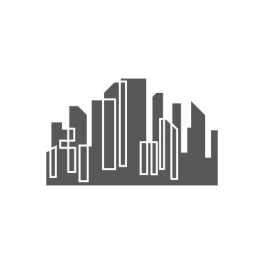 Modern Şehir silueti, şehir silueti, düz tasarım vektör çizimi