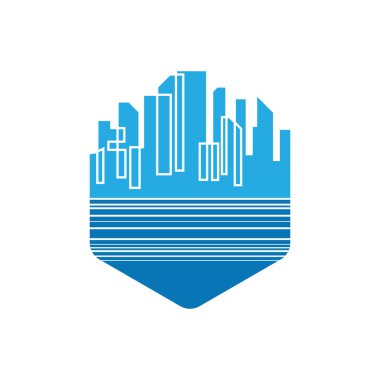 Modern Şehir silueti, şehir silueti, düz tasarım vektör çizimi