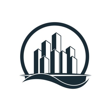 Modern Şehir silueti, şehir silueti, düz tasarım vektör çizimi