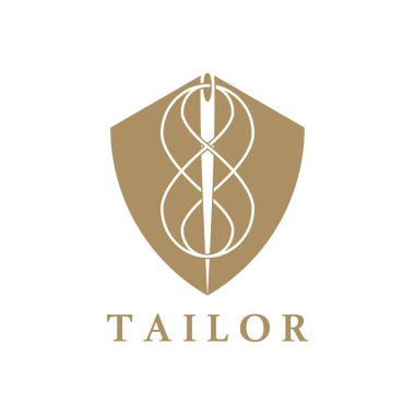 elbise, iplik ve dikiş makinesi, giyim ürünleri tasarımı, nakliye şirketleri, moda vektör formu için düğmelerin kombinasyonu logo resimleme şablonu