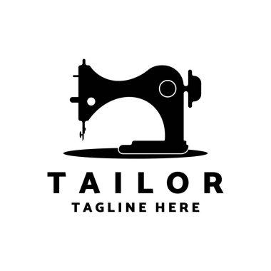 elbise, iplik ve dikiş makinesi, giyim ürünleri tasarımı, nakliye şirketleri, moda vektör formu için düğmelerin kombinasyonu logo resimleme şablonu