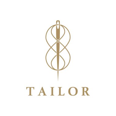 elbise, iplik ve dikiş makinesi, giyim ürünleri tasarımı, nakliye şirketleri, moda vektör formu için düğmelerin kombinasyonu logo resimleme şablonu