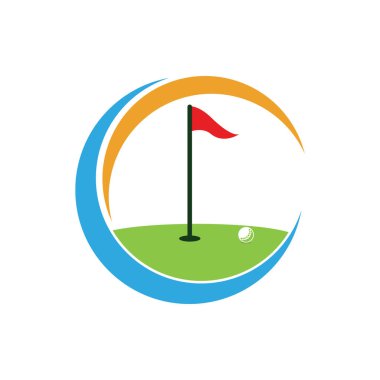 Golf simgesi logo şablonu tasarım çizimi