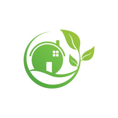 Yeşil ev yaprağı basit logo tasarımı vektör simgesi