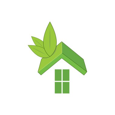 Yeşil ev yaprağı basit logo tasarımı vektör simgesi