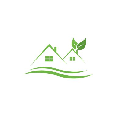Yeşil ev yaprağı basit logo tasarımı vektör simgesi