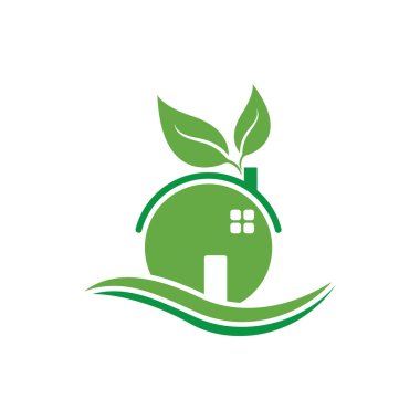 Yeşil ev yaprağı basit logo tasarımı vektör simgesi