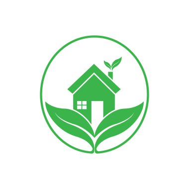 Yeşil ev yaprağı basit logo tasarımı vektör simgesi