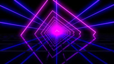 Soyut bilim kurgu koridoru, neon UV ışığı. 3d hazırlayıcı