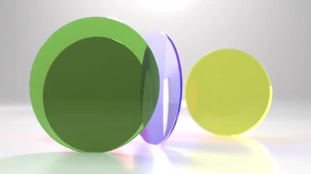 Colorful Colored Lenses Rotate Blue Background Animation — Stock Video