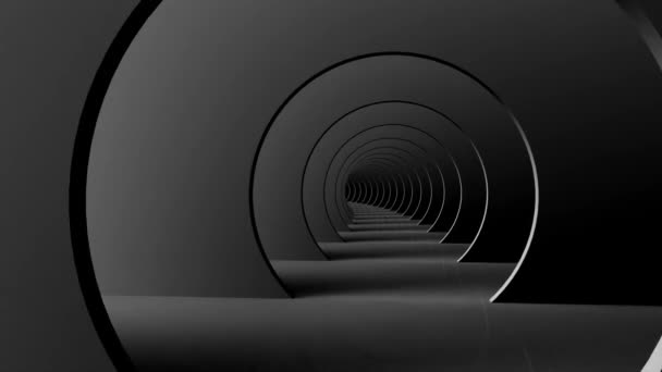 Flug Durch Einen Futuristischen Weißen Tunnel Mit Runden Türen Mit — Stockvideo