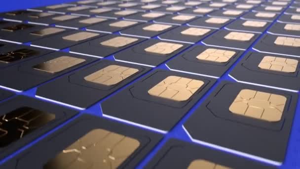 Production Chips Mobile Operators Sim Cards Move Production Line Animation — Video