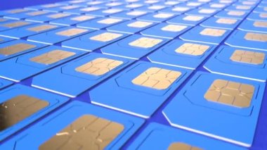 Production of chips for mobile operators. Sim cards move along the production line