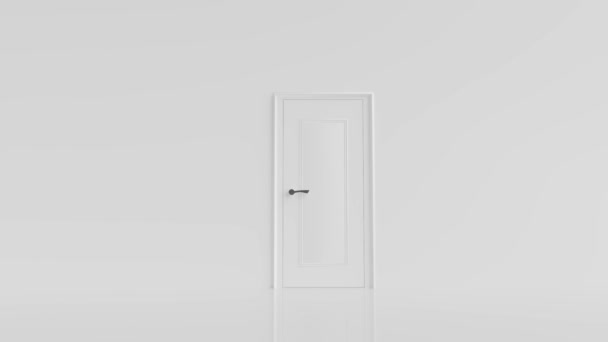 Türen Öffnen Sich Einem Weißen Raum Und Ein Helles Gleißendes — Stockvideo