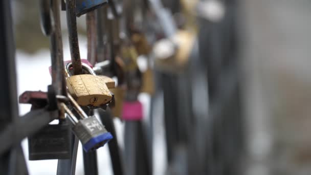 Padlock Fence Symbol Love Mutual Feelings Newlyweds — Video Stock