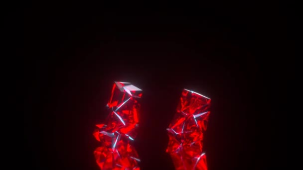 Animación Abstracta Con Caída Destrucción Dos Cristales Rojos Rectangulares — Vídeo de stock