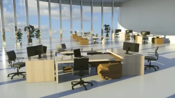Interior Una Oficina Negocios Día Soleado Animación — Vídeos de Stock