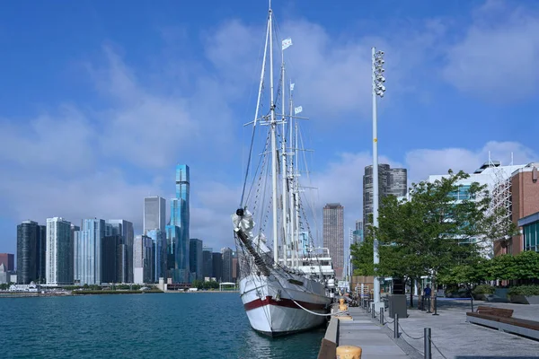 Chicago Skyline Centre Ville Partir Navy Pier — Photo