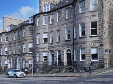 İskoçya, Edinburgh 'un Yeni Şehir Bölgesi, tipik Gürcü taş konakları