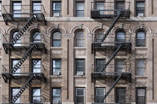 Old New York City Immeuble Appartements Avec Échelles Secours Externes — Photo
