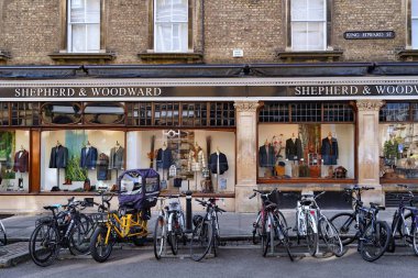 Oxford, England, store window of elegant men's clothing shop clipart