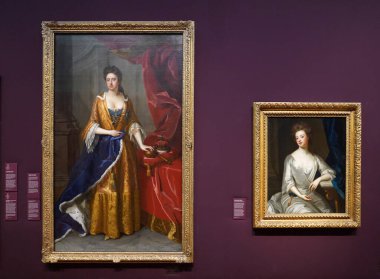 Kraliçe Anne ve en sevdiği saray mensubu Sarah Churchill 'in portreleri. Marlborough Düşesi.