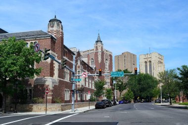 Grove Street running through the Yale University Campus in New Haven, Connecticut clipart