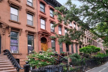 New York 'un kumtaşı evlerinde uzun bir sıra