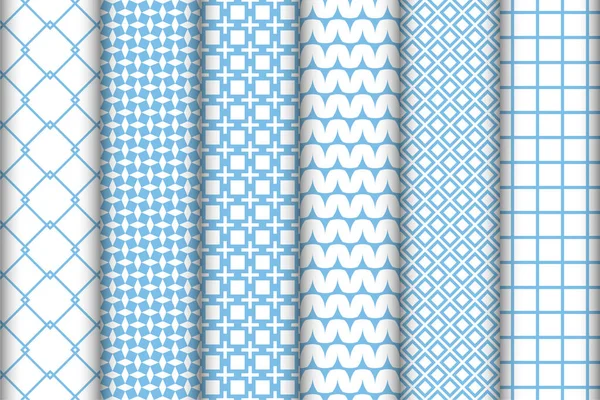 Great Blue Set Pattern Seamless Background Can Used Wallpaper Fabric — Vetor de Stock