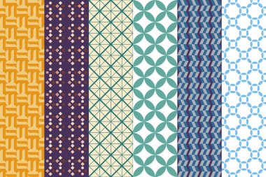 Seamless set of pattern. Geometric ornament. Digital paper, textile print. Vector art background.