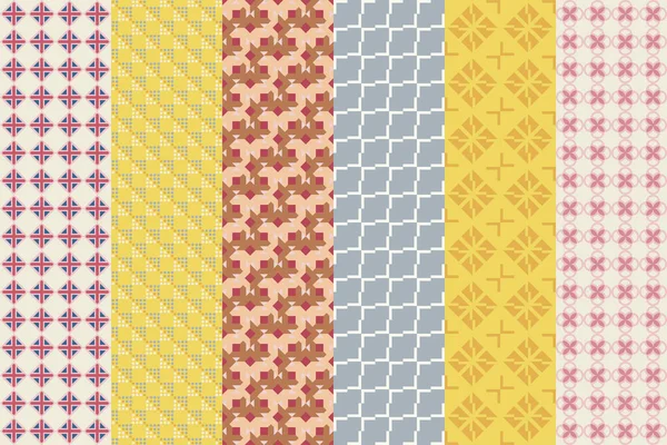 Seamless Set Pattern Geometric Ornament Digital Paper Textile Print Vector — Stok Vektör