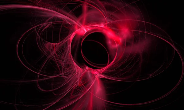黑暗空间背景下的红色行星系统的太空奇幻图解 — 图库矢量图片