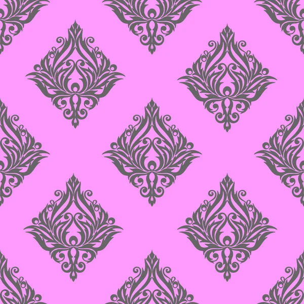 Seamless Graphic Pattern Floral Gray Ornament Tile Pink Background Texture — Image vectorielle