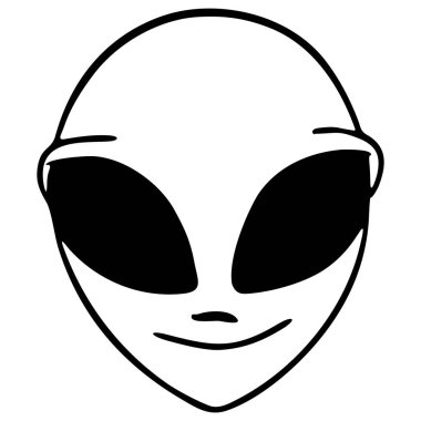 Beyaz zemin üzerinde yabancı bir yüz çizimi, izole bir element, dekor.