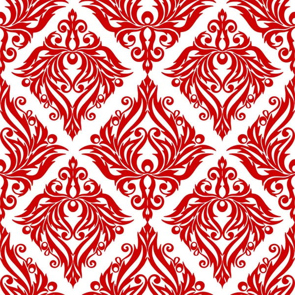 seamless graphic pattern, floral red ornament tile on white background, texture, design