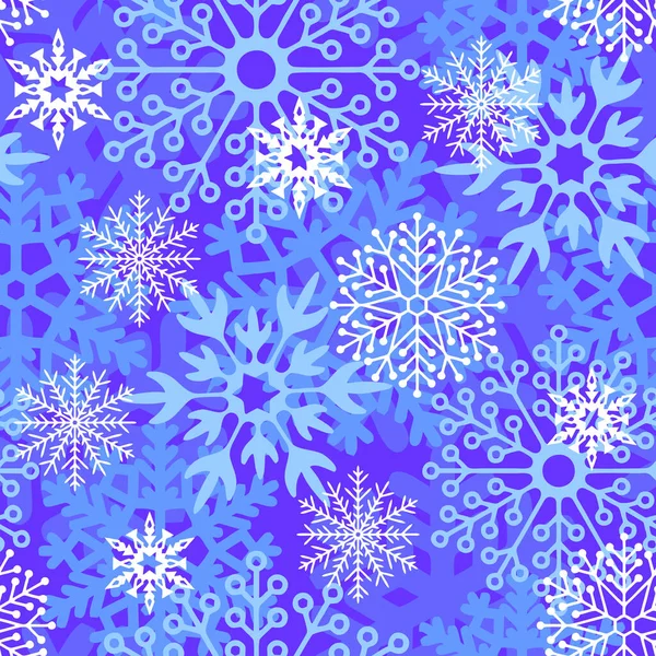 Padrão Assimétrico Sem Costura Flocos Neve Multicoloridos Fundo Azul Textura — Vetor de Stock
