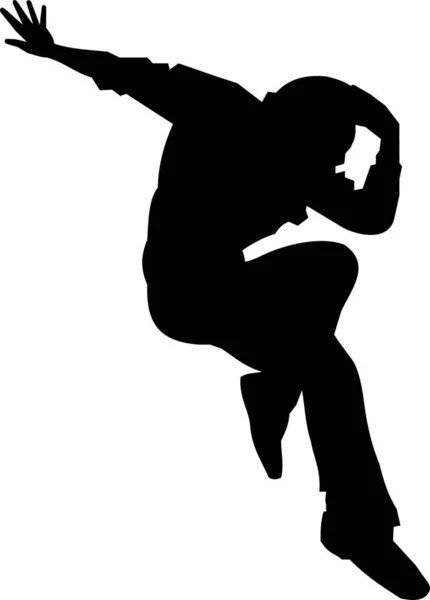 Svart Kontur Siluett Dansande Man Isolerat Element Logotyp — Stock vektor