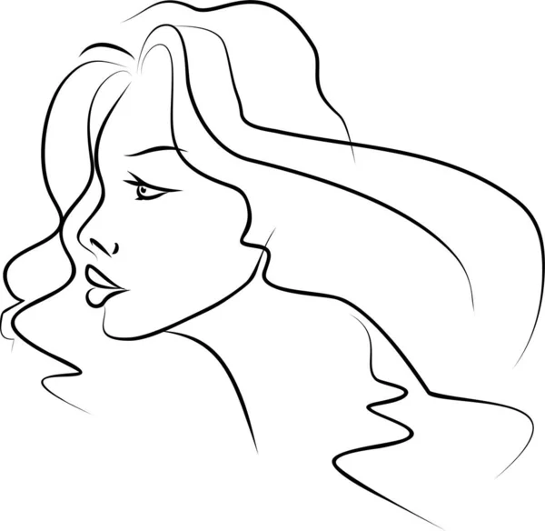 Abstrakcyjny Liniowy Czarno Biały Portret Kobiety Monochromatyczna Grafika Sztuka Logo — Wektor stockowy