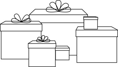 farklı boyutlarda hediye kutularının basit çizimi, izole öge, dekor