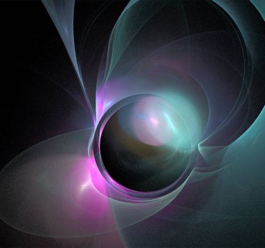 Siyah, renkli dijital grafikler, arkaplan, tasarım üzerine parlak mavi-mor soyut desen