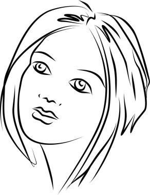 soyut siyah beyaz kadın portresi, monokrom grafikleri, sanat, logo