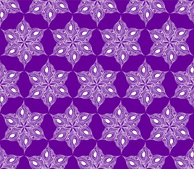 seamless symmetrical pattern of abstract white graphic elements on a purple background, texture, design