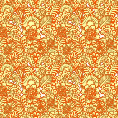 Ginger hatlı, desenli, şekillendirilmiş sarı elementlerin kusursuz çiçek deseni.