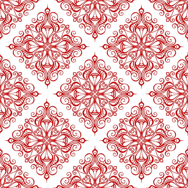 seamless graphic pattern, tile with abstract geometric red ornament on white background, texture, design